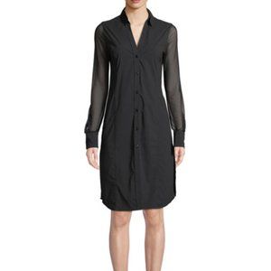 Anatomie Angie Mesh-Sleeve Shirtdress Black Size Small